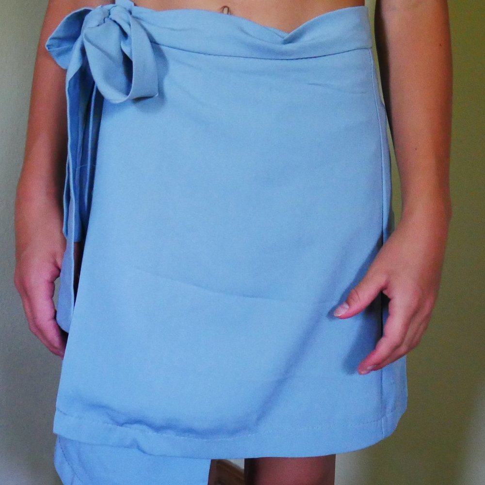 Thank You Blue Wrap Skirt